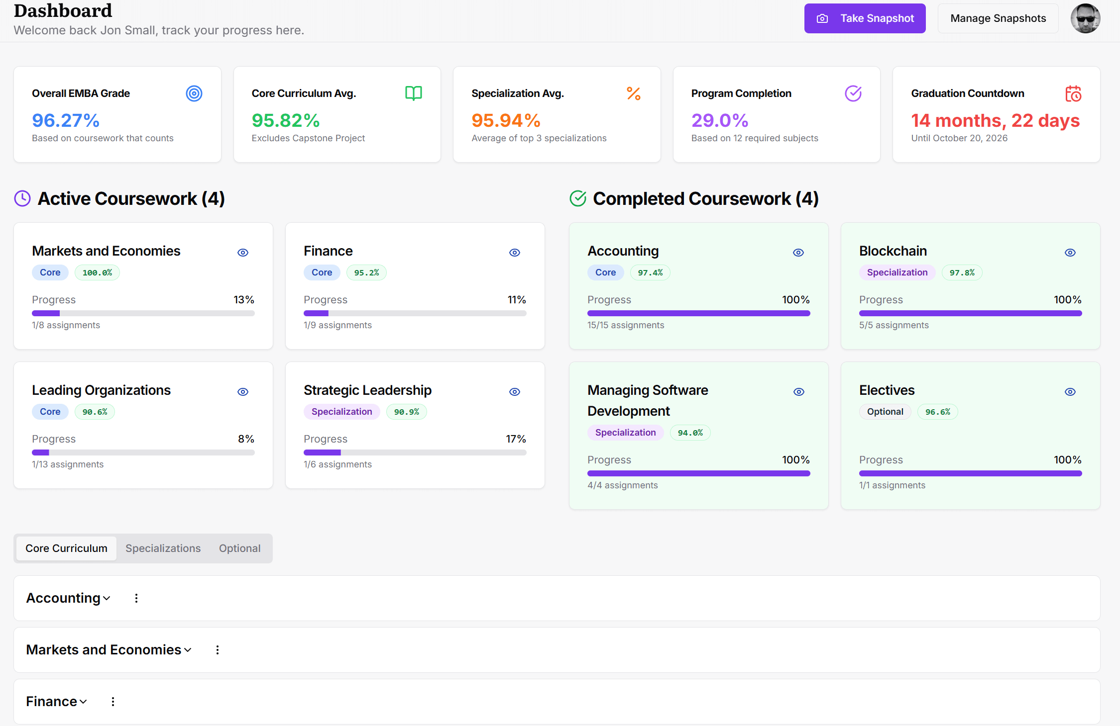 EMBA ProgressTracker App